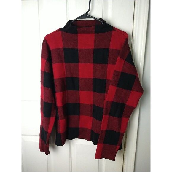 Rachel Zoe Woman L Red Buffalo Check Pullover Sweater Casual Norm Core Blanket - Picture 1 of 8